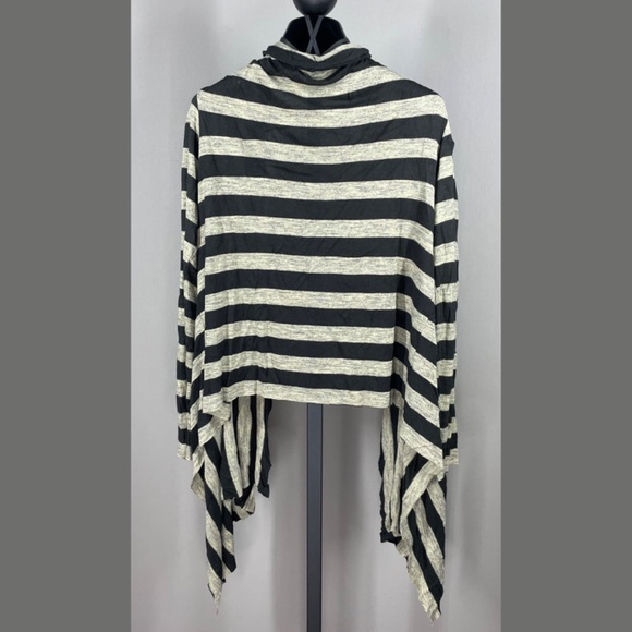 Mystree Sweater Womens Medium Large black brown cardigan anthropologie boho wrap - Picture 7 of 9